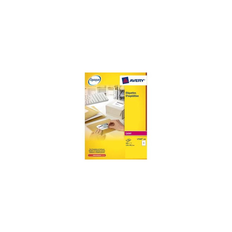 AVERY Boîte de 100 étiquettes laser blanc 199,6X289,1mm L7167-100