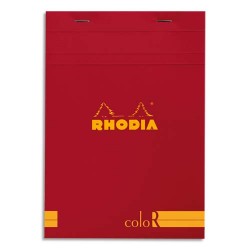 RHODIA Bloc "coloR" agrafé en-tête 14,8x21 (n°16) 140 pages lignées. Couverture rembordée coquelicot