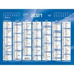 QUO VADIS Calendrier 7 mois par face avec vacances scolaires en haut, format 13,5 x 18 cm Bleu