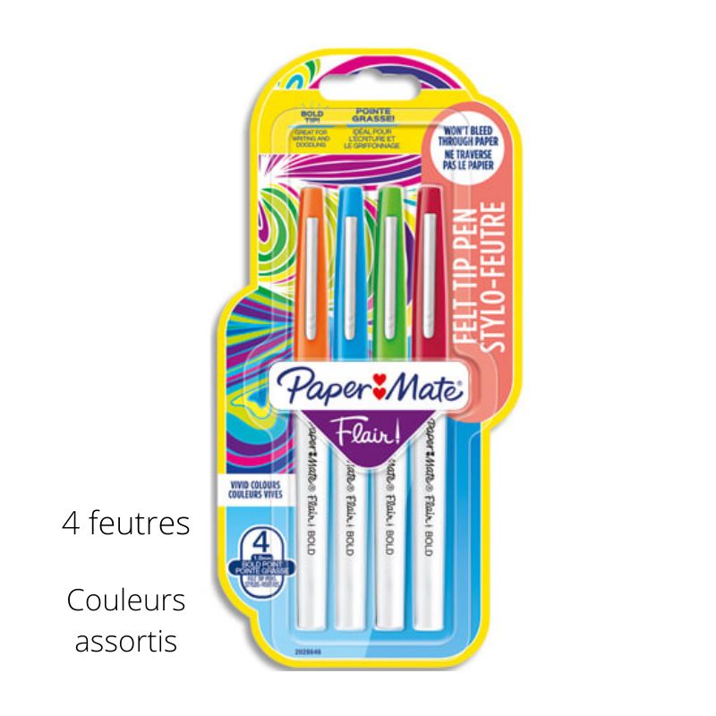 PAPERMATE Blister de 4 feutres Flair Bold assortis