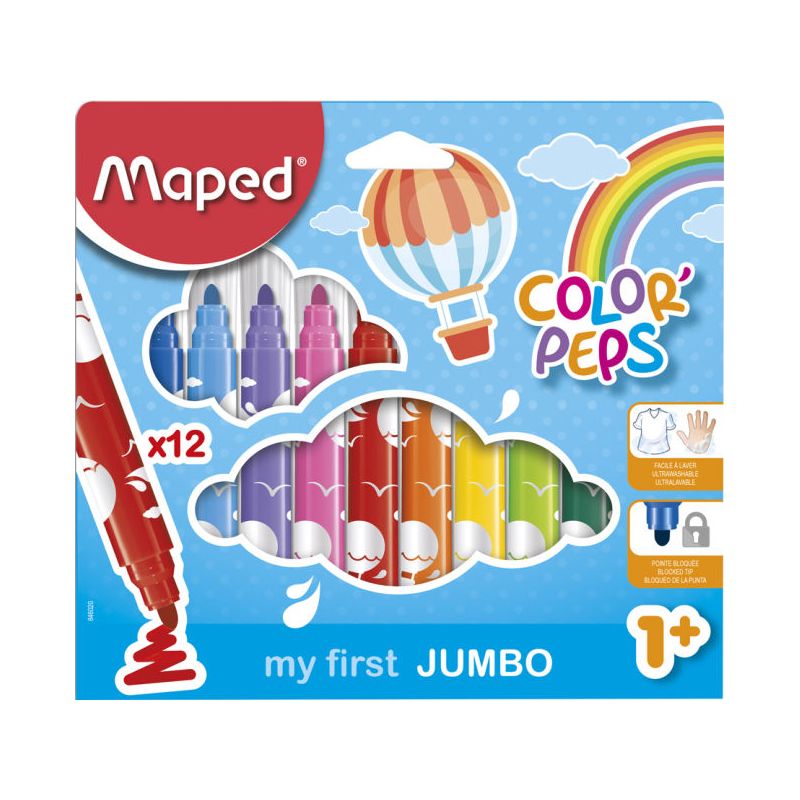 MAPED Pochette carton de 24 feutres JUMBO EARLY AGE