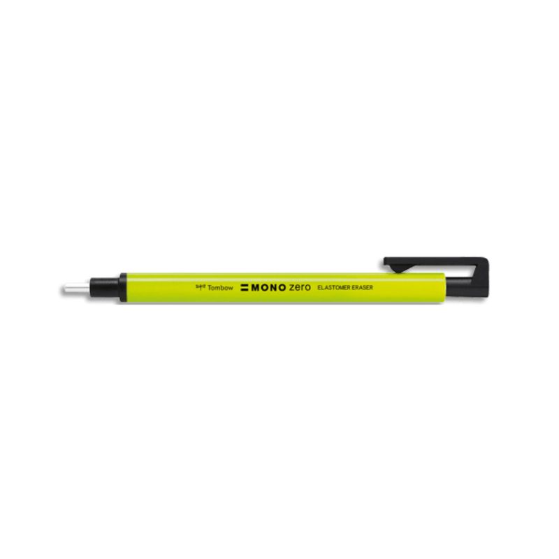 TOMBOW Stylo gomme MONO ZERO ronde 2,3mm diamètre, rétractable et rechargeable. Coloris Jaune Fluo