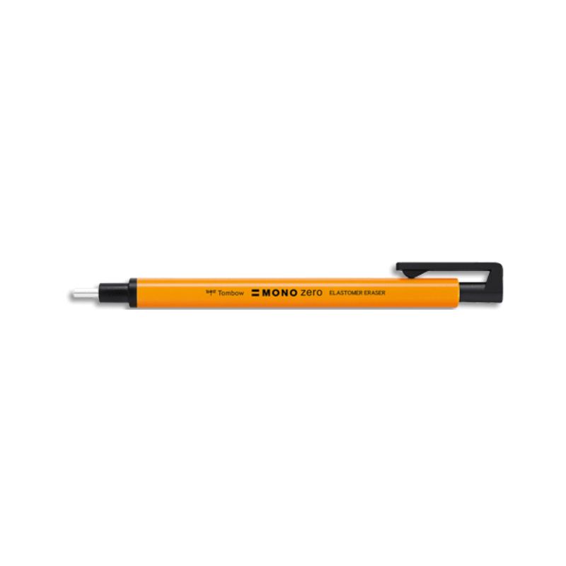 TOMBOW Stylo gomme MONO ZERO ronde 2,3mm diamètre, rétractable et rechargeable. Coloris Orange Fluo