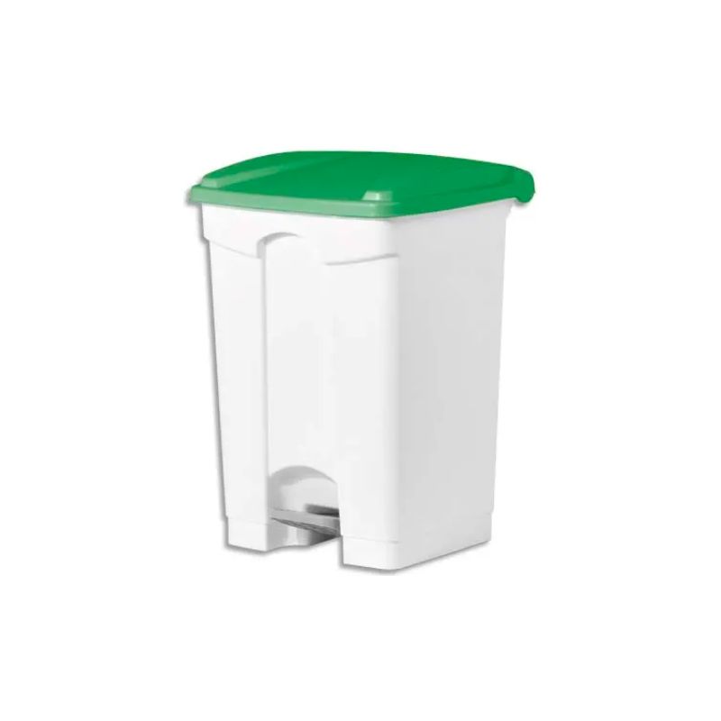  Collecteur à pédale Blanc couvercle Vert en polyéthylène 45 Litres - Dim. : L41 x H60 x P39 cm