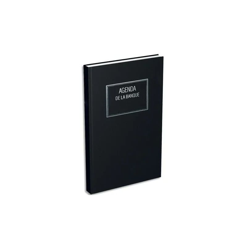  LECAS Agenda banquier large, 1 volume, 1 jour sur 2 pages, 18x29cm Noir