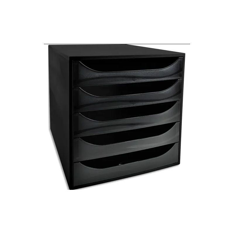 Module de classement Ecobox+ Ecoblack 5 tiroirs. Dimensions (lxhxp) : 28,4 x 29 x 34,8 cm. Coloris Noir