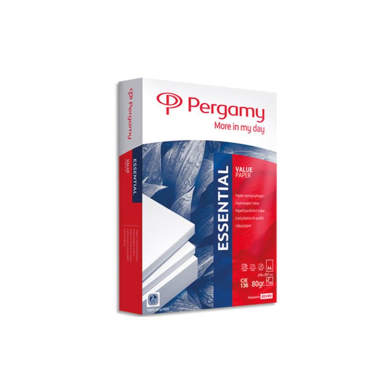 PERGAMY Ramette 500 feuilles papier Blanc Essentiel A4 80g CIE 136