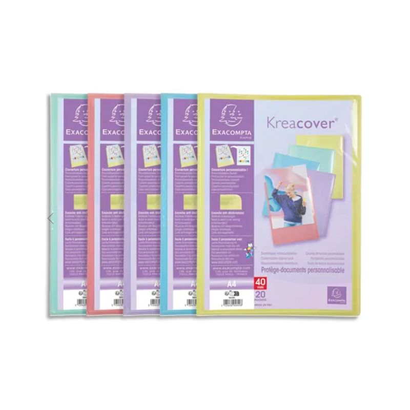 EXACOMPTA Protège-documents personnalisable PP KREACOVER 40 vues. Coloris assortis pastel