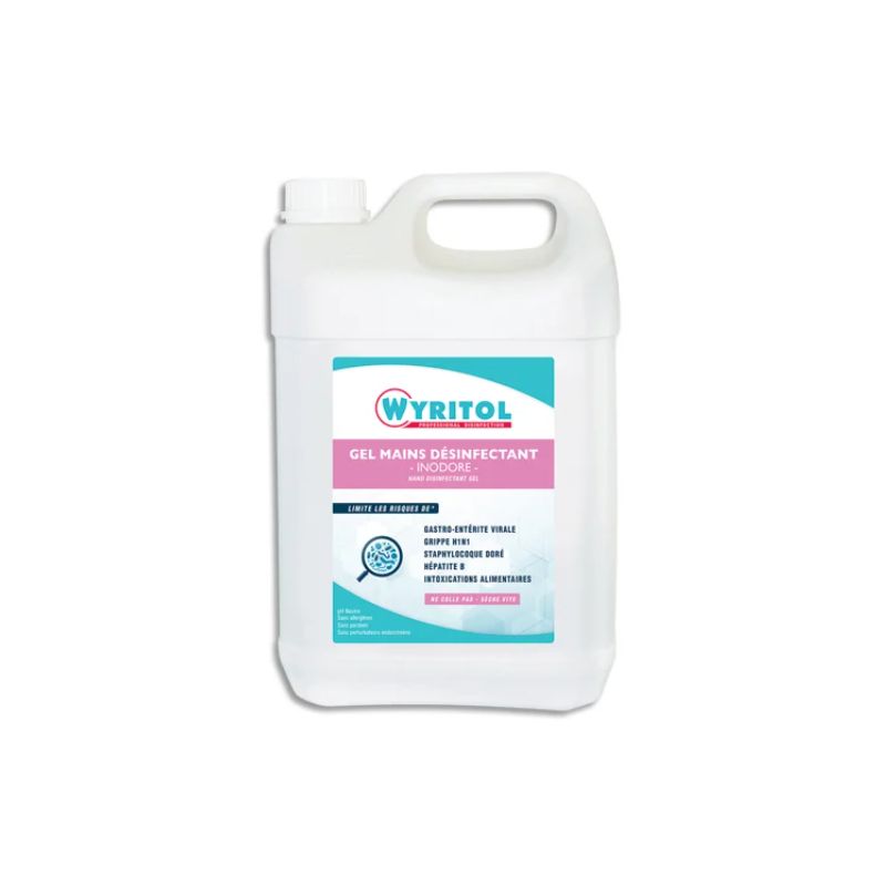  WYRITOL Bidon de 5 litres de gel hydro-alcoolique, pour les mains, sans parfum, sans colorant